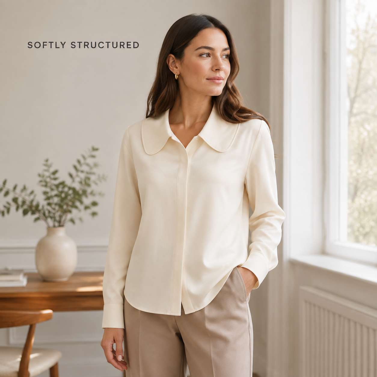 Willow Curve-Collar Blouse