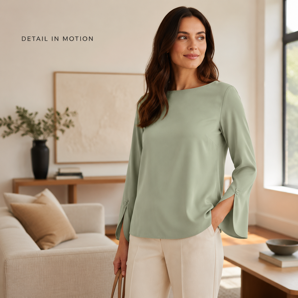 Mira Split-Cuff Blouse
