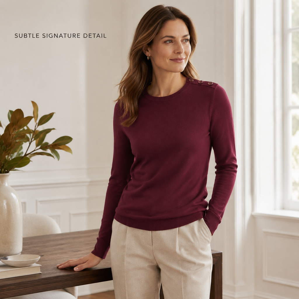 Tessa Button-Shoulder Knit Top