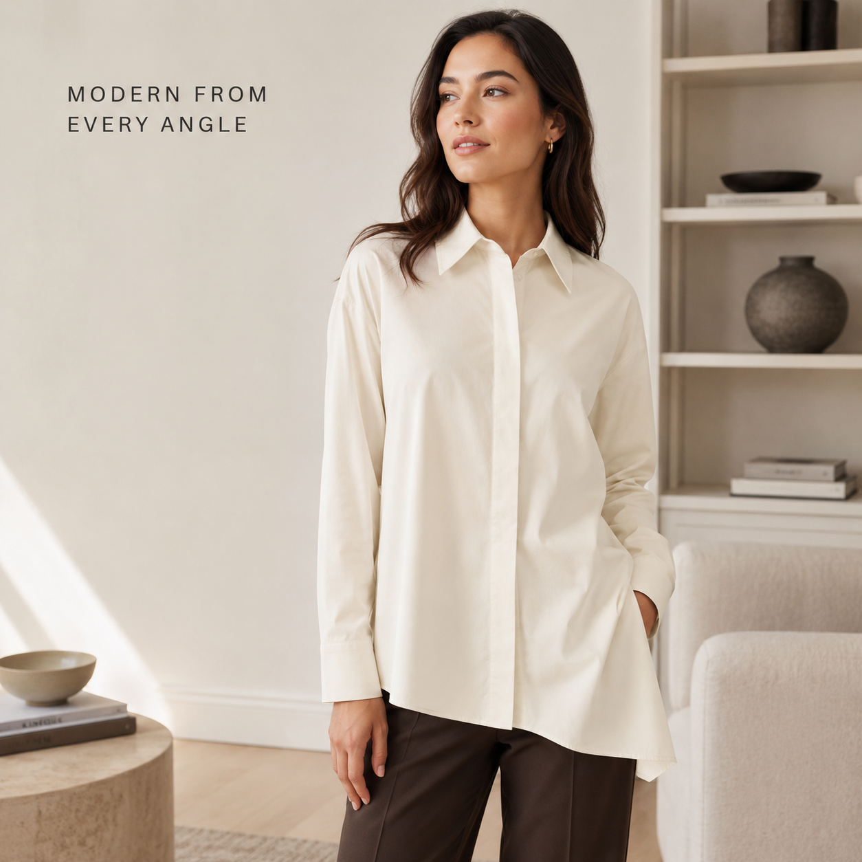 Maren Asymmetric-Hem Shirt