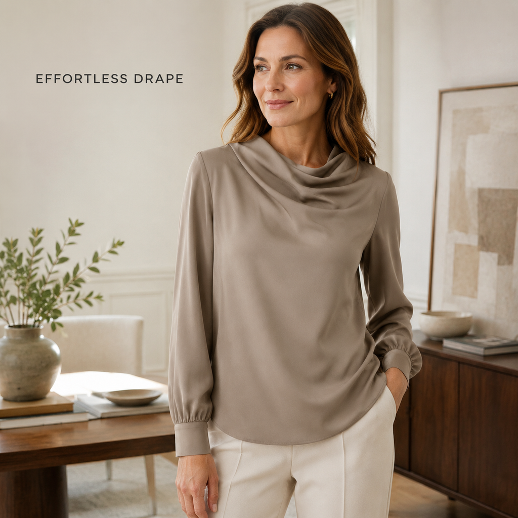 Sora Draped-Neck Blouse