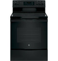 GE 30′′ Freestanding Electric Range, Black – Dual-Element Cooktop, Convection Oven, Self-Cleaning