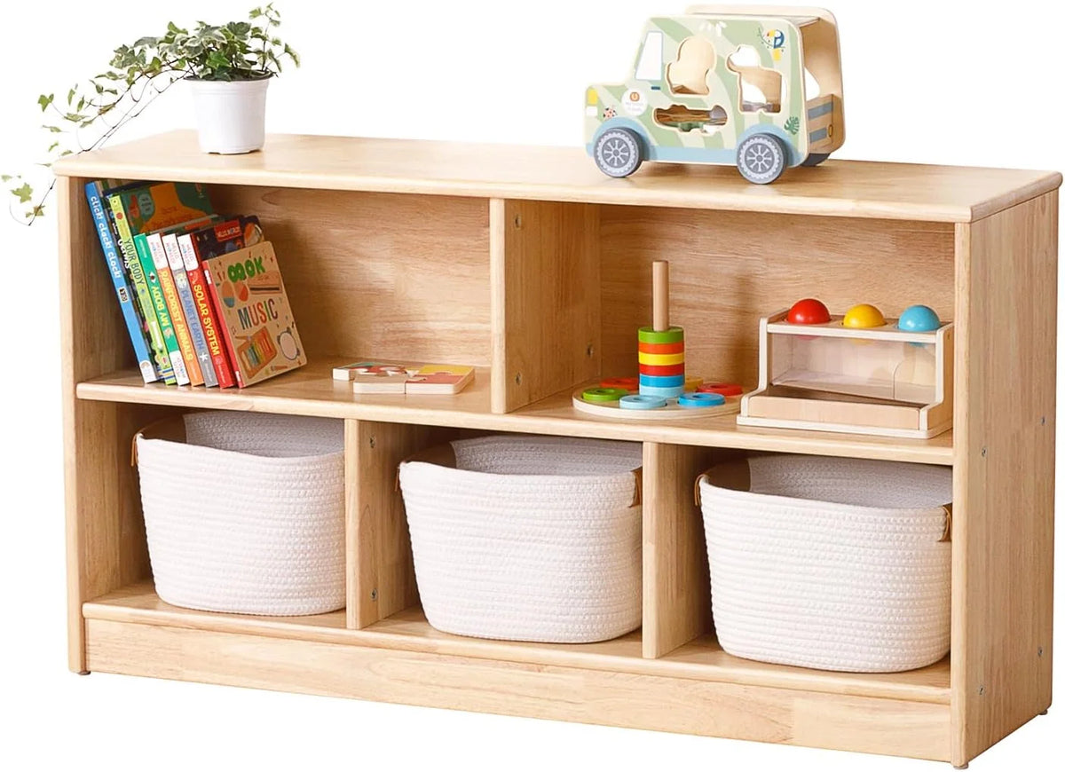 43.3-Inch 2-Tier Kids' Storage Shelf with 5 Compartments