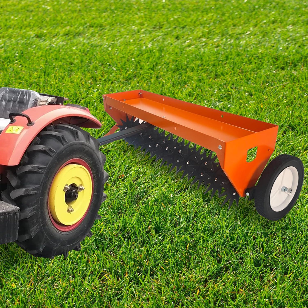 40-Inch Tow-Behind Spike Lawn Aerator with Transport Wheels