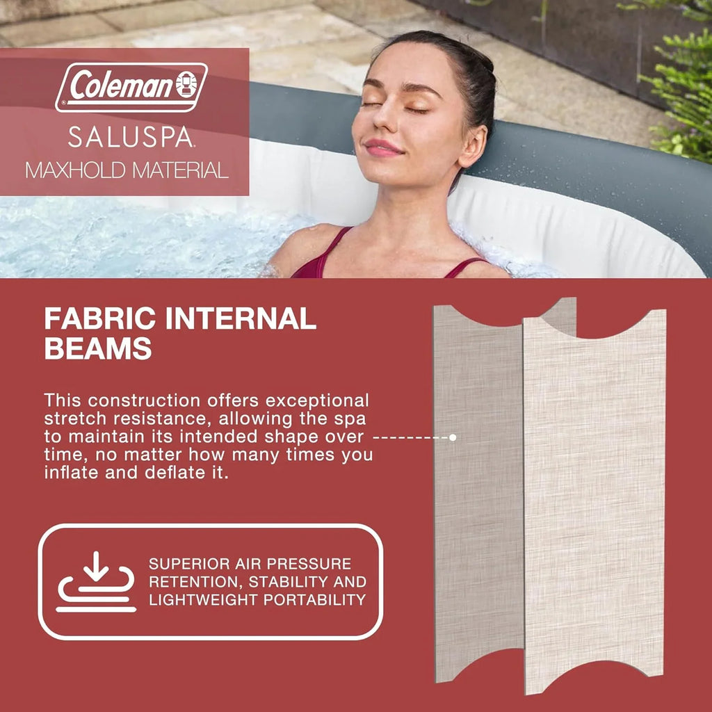 4 to 6 Person Inflatable Hot Tub Square Portable Outdoor Spa with 114 Soothing Airjets and Insulated Cover