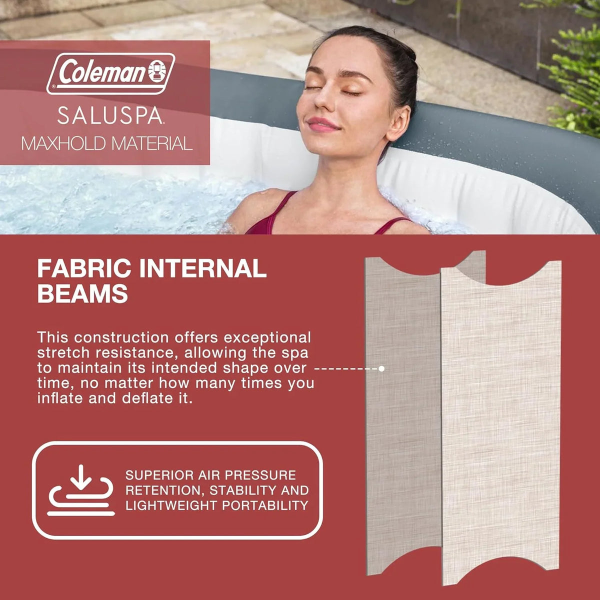 4 to 6 Person Inflatable Hot Tub Square Portable Outdoor Spa with 114 Soothing Airjets and Insulated Cover