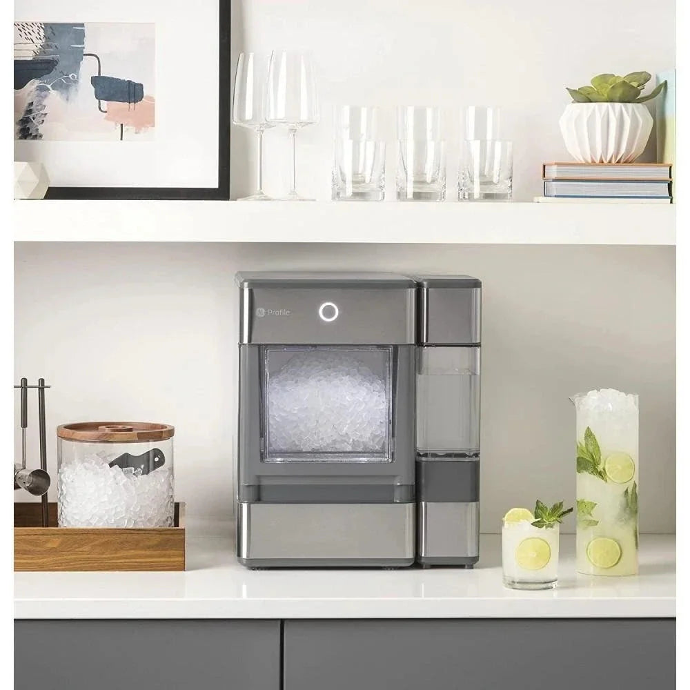 GE Profile Opal Countertop Nugget Ice Maker, Stainless Steel with LED, Bluetooth-Enabled, 24 lbs/day