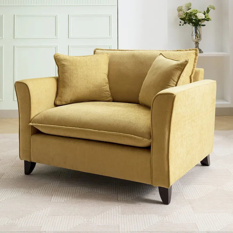 Oversized Chenille Fabric Armchair