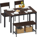 4-Piece Dining Set with Two Chairs and Bench, White