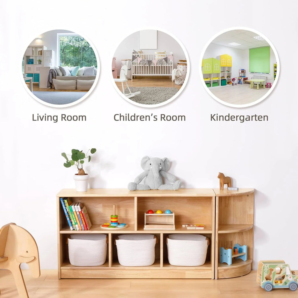 43.3-Inch 2-Tier Kids' Storage Shelf with 5 Compartments