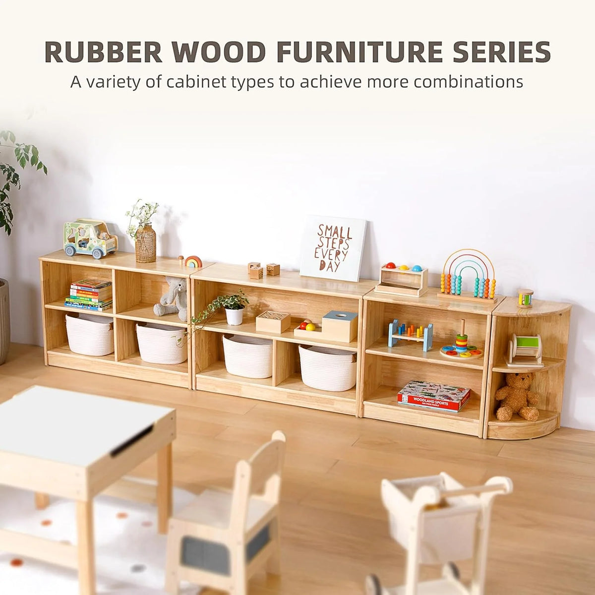 43.3-Inch 2-Tier Kids' Storage Shelf with 5 Compartments