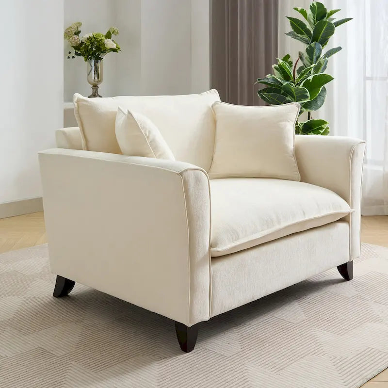Oversized Chenille Fabric Armchair