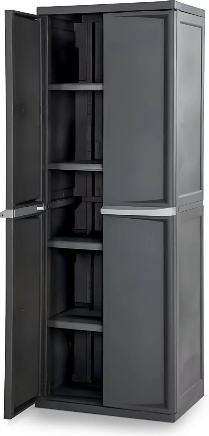 4-Shelf Plastic Storage Cabinet, Gray