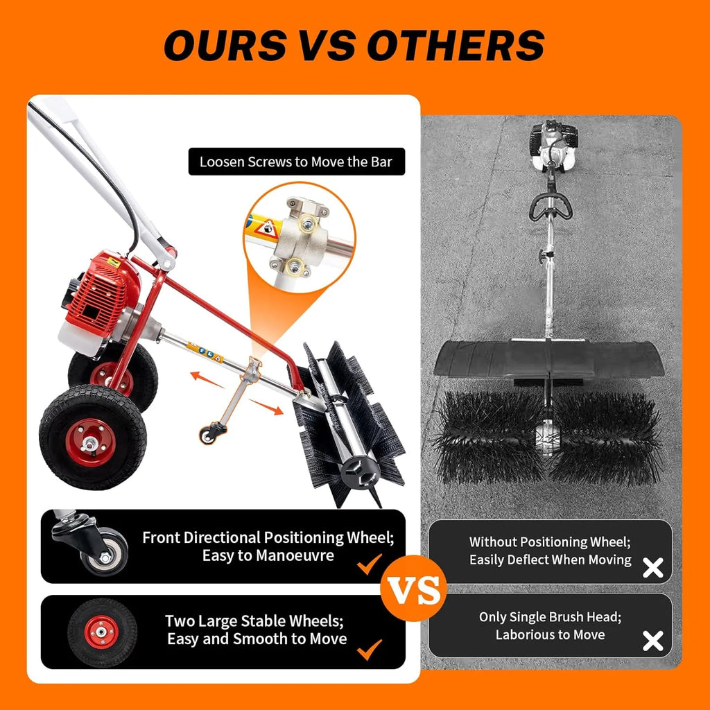 43cc 2-Stroke Gas Power Sweeper Broom