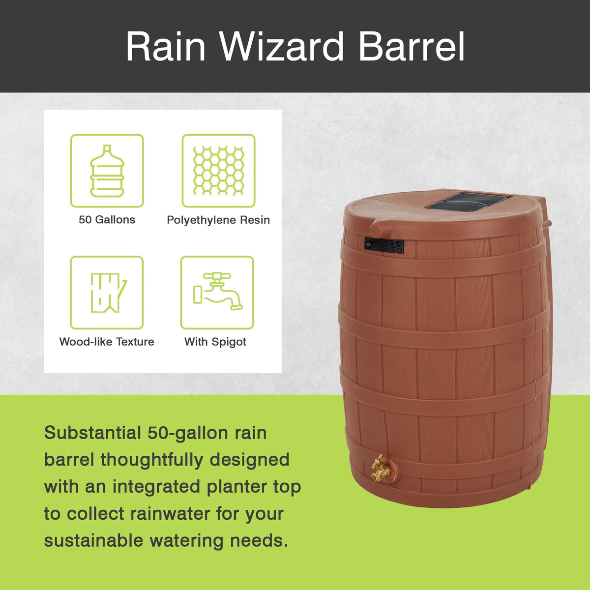Good Ideas Rain Wizard Rain Storage Collection Rain Barrel 50 - Gallon