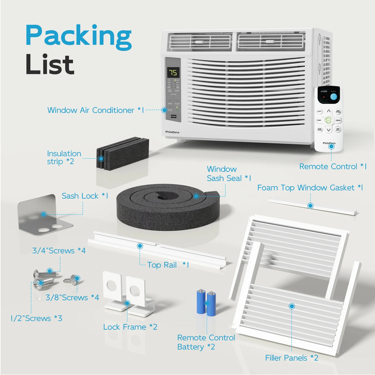 Window Air Conditioner 6000 BTU Cool to 250 Sq Ft Intelligent, LED, Remote Control, Easy to Clean Filter Screen, Can