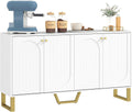 4-Door Buffet Sideboard with Adjustable Shelves, White