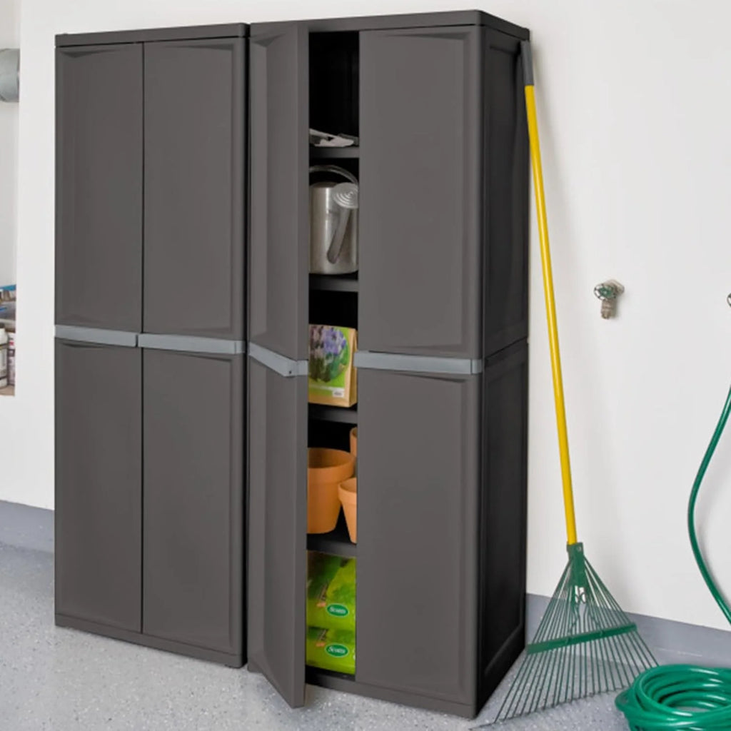 4-Shelf Plastic Storage Cabinet, Gray