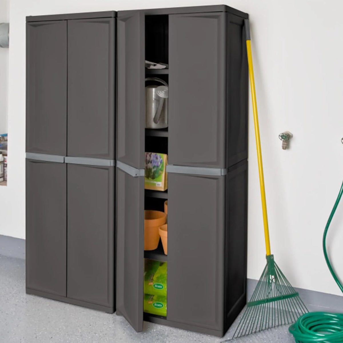 4-Shelf Plastic Storage Cabinet, Gray