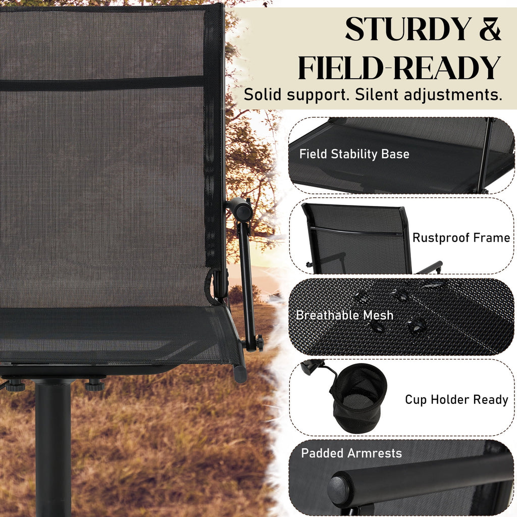 Danrelax 360 Silent Camo Hunting Blind Chair, Armrests, Side Pouch, Telescopic Legs