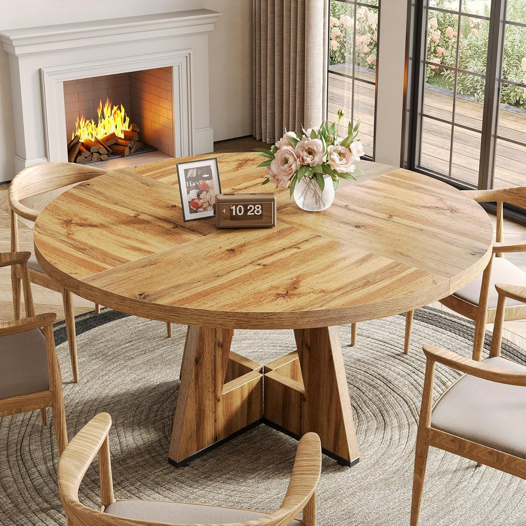 47-Inch Round Dining Table with Pedestal Base