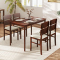 5-Piece Farmhouse Dining Set with Upholstered Chairs and Rubberwood Legs