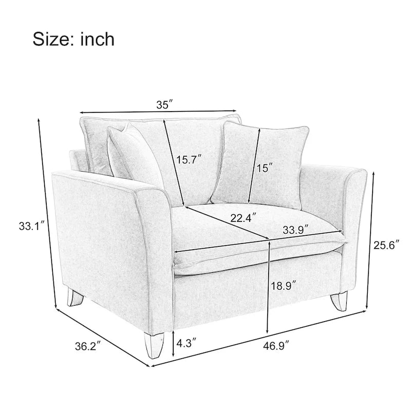 Oversized Chenille Fabric Armchair