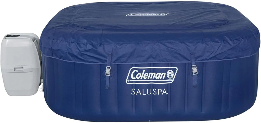 4 to 6 Person Inflatable Hot Tub Square Portable Outdoor Spa with 114 Soothing Airjets and Insulated Cover