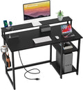 47-Inch Computer Desk with Power Outlets and Monitor Stand, White