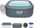 4 to 6 Person Inflatable Hot Tub Square Portable Outdoor Spa with 114 Soothing Airjets and Insulated Cover