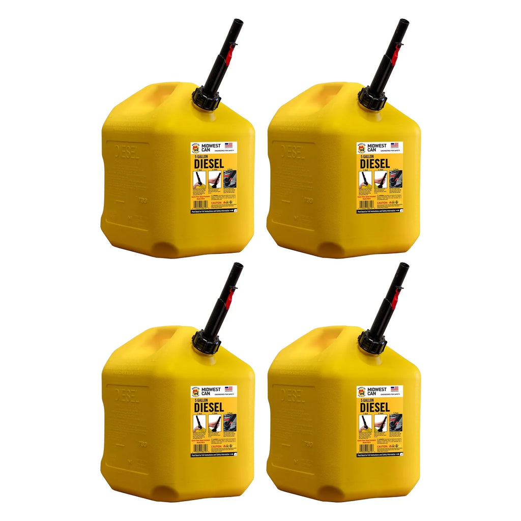 5 gallon Diesel Can Fuel Container w/ Auto Shut Off (4 Pack