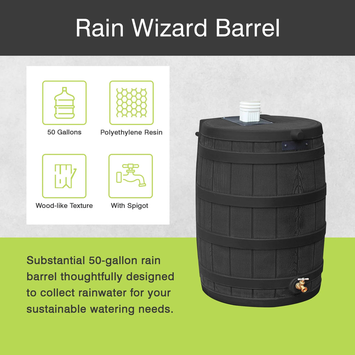 Good Ideas Rain Wizard Rain Storage Collection Rain Barrel 50 - Gallon