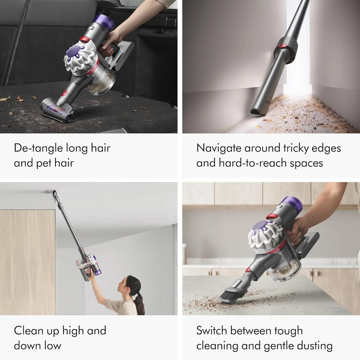 Dyson V8 Cordless Vacuum, Cleans Hard Floors and Carpets, Detangles, Converts to Handheld, 115AW, 2 Power Modes, Up to 40 Minutes