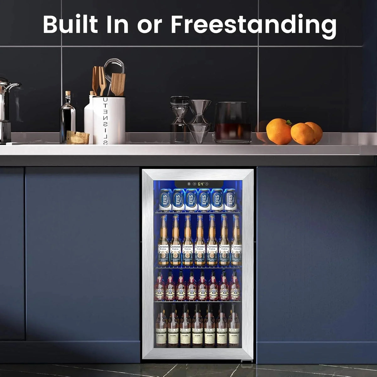 Mini Fridge 130 Can Beverage Refrigerator Cooler, 3.2 Cu.Ft Drink Fridge for Soda Wine Beer, Adjustable Temperature Control for Home Office, Black