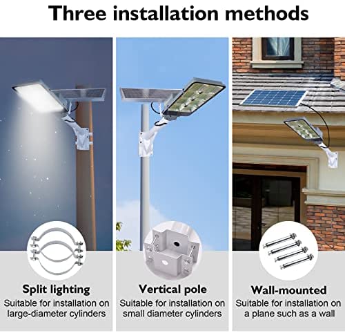 450W Solar Street Flood Lights Outdoor Lamp with Remote Control Dusk to Dawn Security Lighting for Yard Garden Gutter Basketball Court Arena…