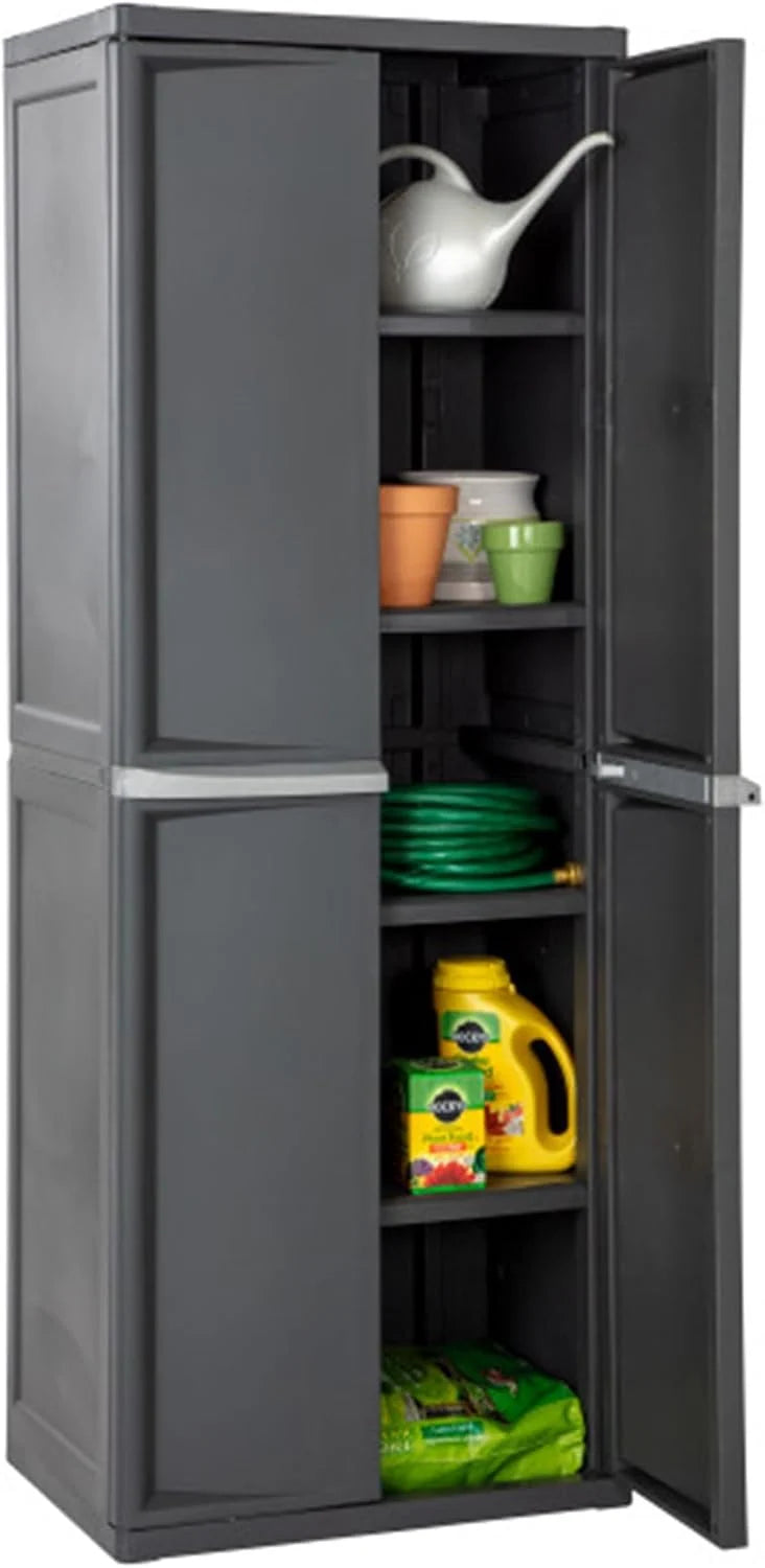 4-Shelf Plastic Storage Cabinet, Gray