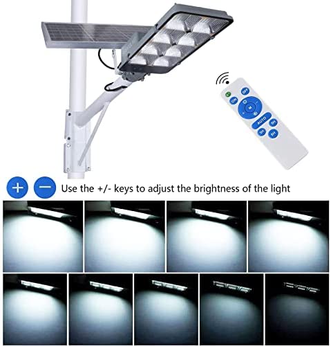 450W Solar Street Flood Lights Outdoor Lamp with Remote Control Dusk to Dawn Security Lighting for Yard Garden Gutter Basketball Court Arena…