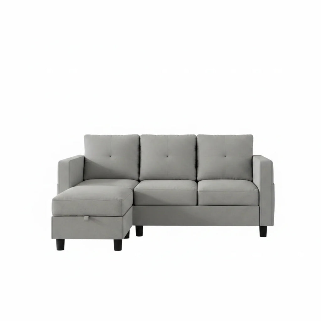 Light Grey L Shaped Sectional Sofa With Ottoman