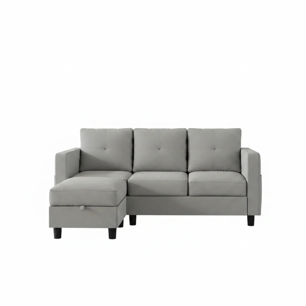 Light Grey L Shaped Sectional Sofa With Ottoman