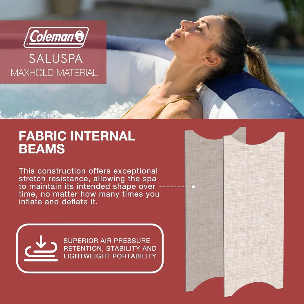 4 to 6 Person Inflatable Hot Tub Square Portable Outdoor Spa with 114 Soothing Airjets and Insulated Cover