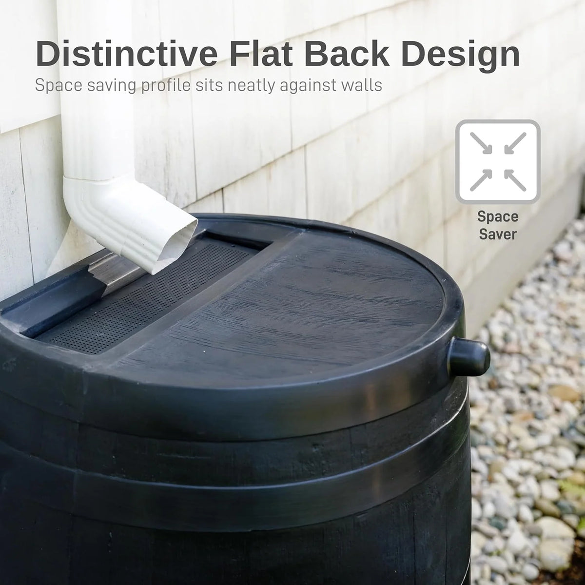 50-Gallon Recycled Plastic Rain Barrel, Black