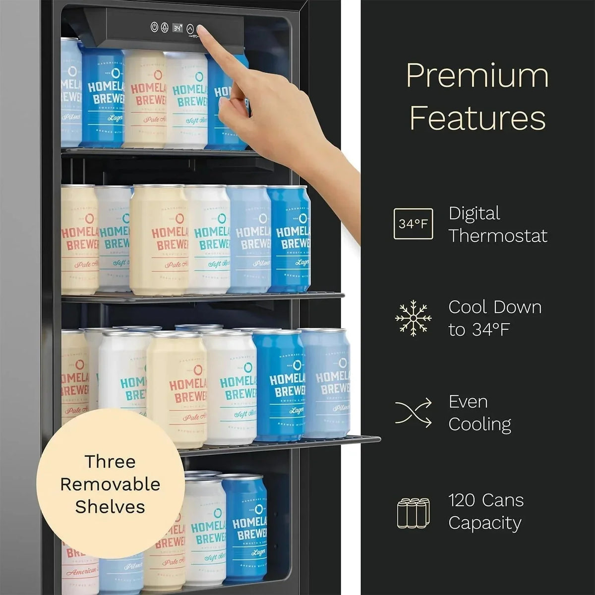 hOmeLabs Beverage Refrigerator and Cooler - 120 Can Mini Fridge with Glass Door for Soda Beer or Wine