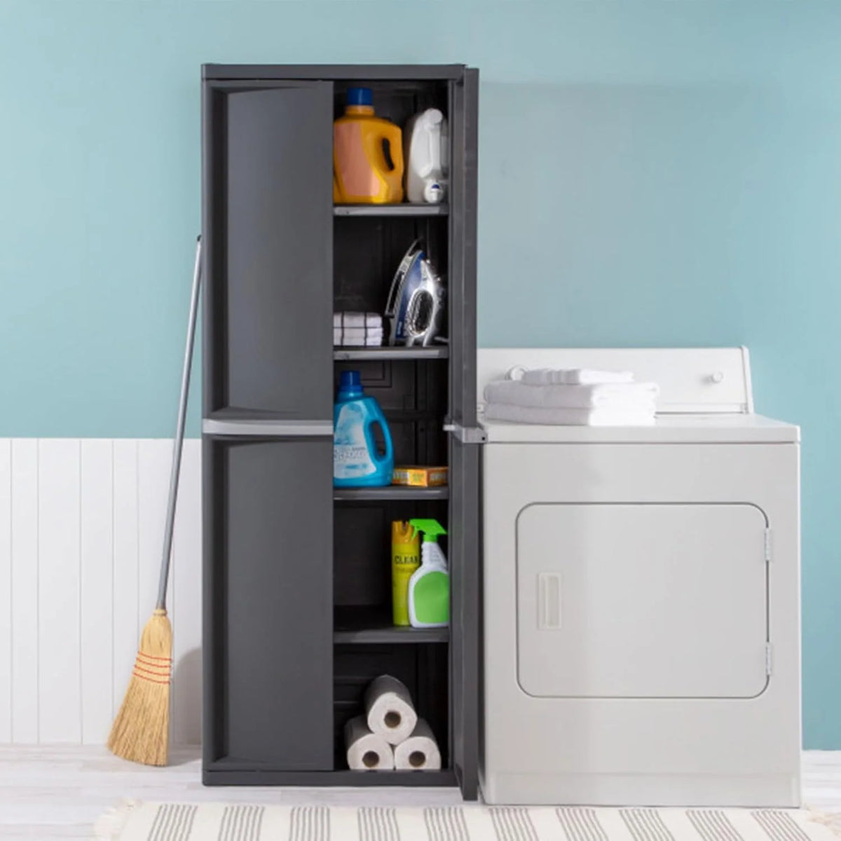 4-Shelf Plastic Storage Cabinet, Gray