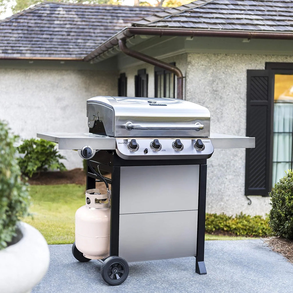4-Burner Stainless Steel Cart-Style Gas Grill
